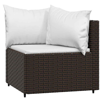 Divani Angolari da Giardino con Cuscini 2pz Polyrattan Marrone