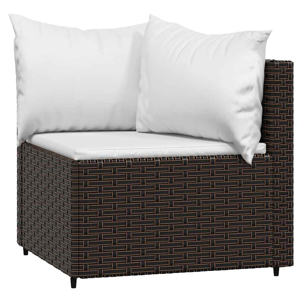 Divani Angolari da Giardino con Cuscini 2pz Polyrattan Marrone - homemem39