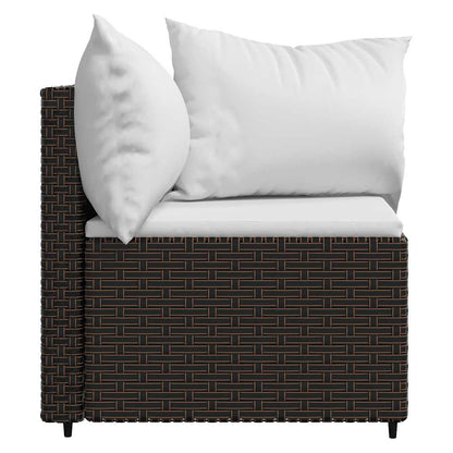 Divani Angolari da Giardino con Cuscini 2pz Polyrattan Marrone | homemem39