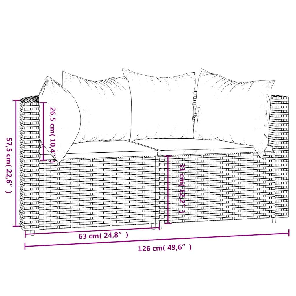 Divani Angolari da Giardino con Cuscini 2pz Polyrattan Marrone