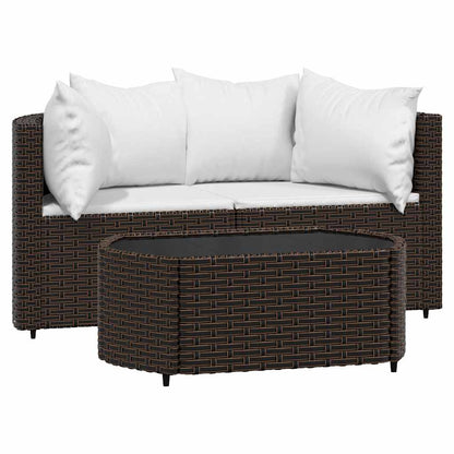 Set Mobili da Giardino 3 pz con Cuscini in Polyrattan Marrone | homemem39
