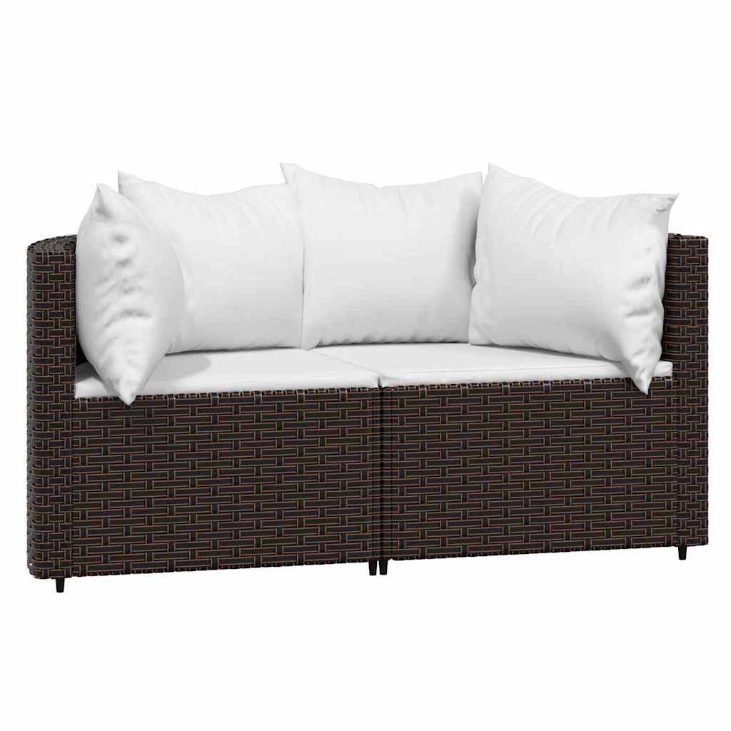 Set Mobili da Giardino 3 pz con Cuscini in Polyrattan Marrone | homemem39