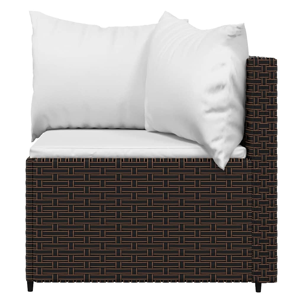 Set Mobili da Giardino 3 pz con Cuscini in Polyrattan Marrone | homemem39