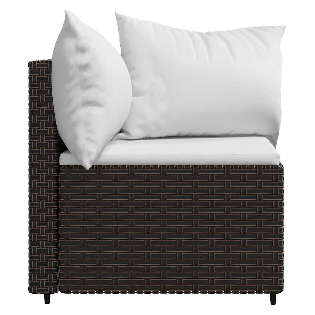 Set Mobili da Giardino 3 pz con Cuscini in Polyrattan Marrone | homemem39
