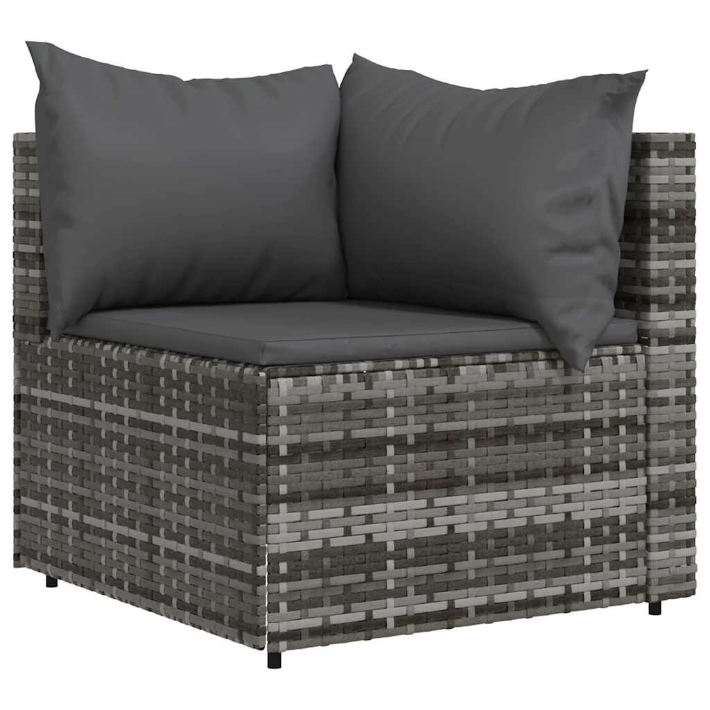 Divano Angolare da Giardino con Cuscini in Polyrattan Grigio | homemem39