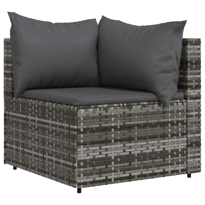 Divano Angolare da Giardino con Cuscini in Polyrattan Grigio | homemem39