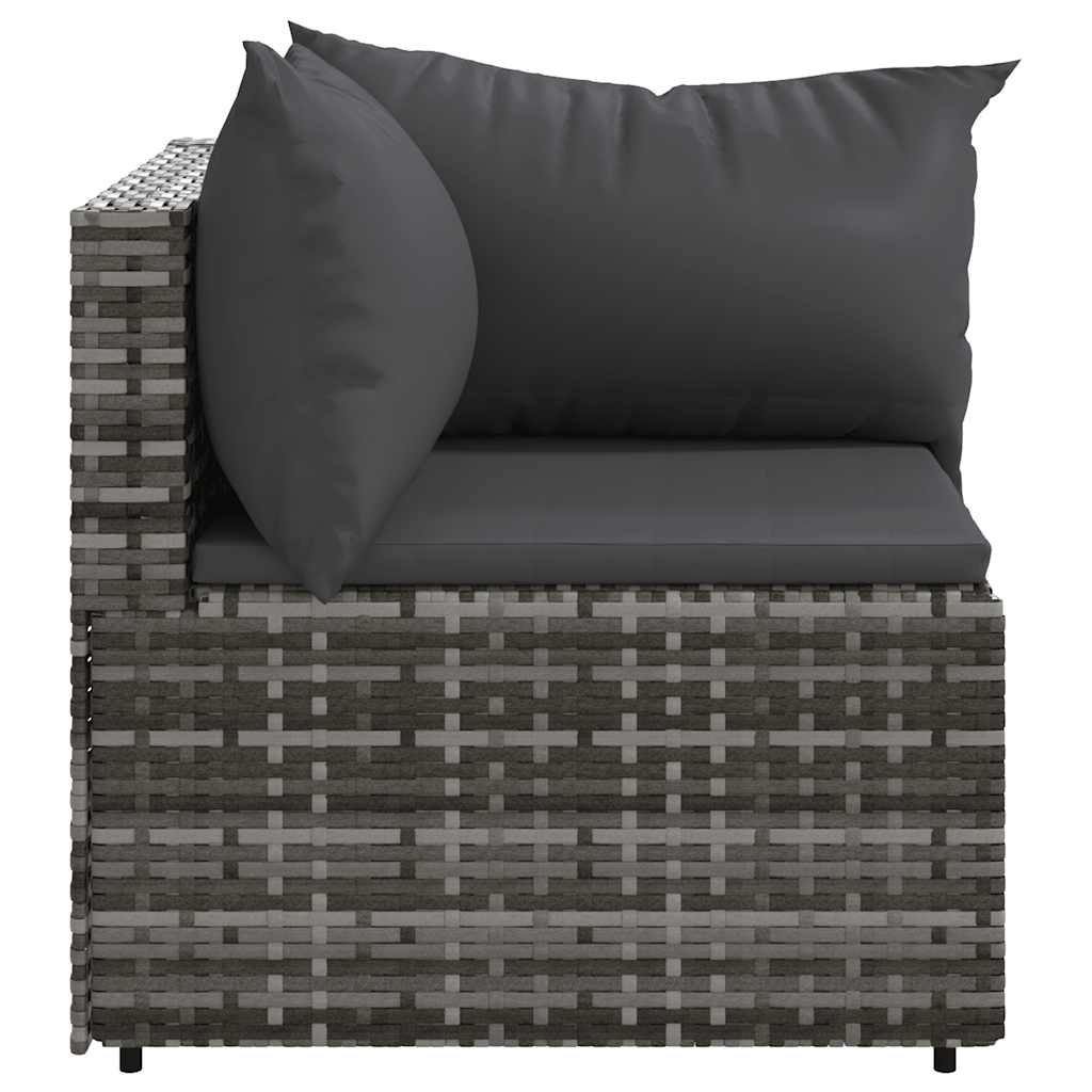 Divano Angolare da Giardino con Cuscini in Polyrattan Grigio | homemem39