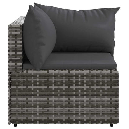 Divano Angolare da Giardino con Cuscini in Polyrattan Grigio | homemem39