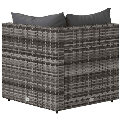 Divano Angolare da Giardino con Cuscini in Polyrattan Grigio - homemem39