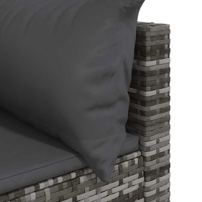 Divano Angolare da Giardino con Cuscini in Polyrattan Grigio | homemem39
