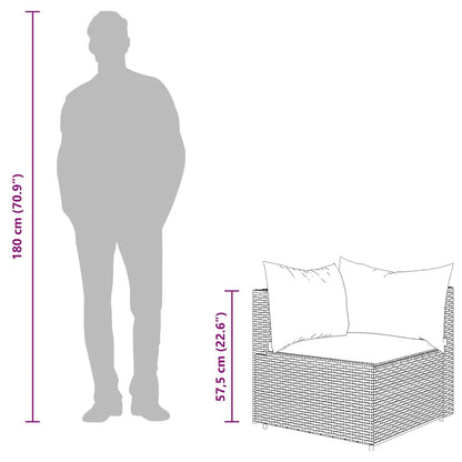 Divano Angolare da Giardino con Cuscini in Polyrattan Grigio