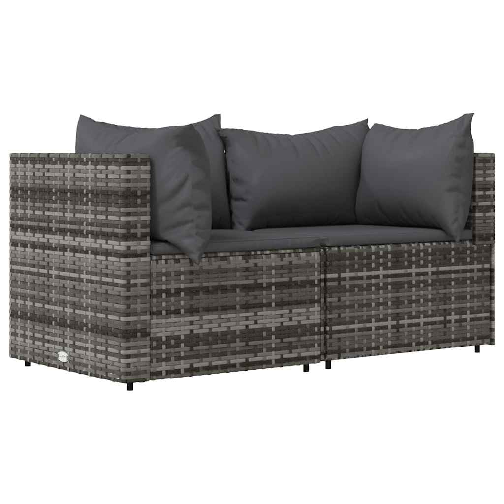 Divani Angolari da Giardino con Cuscini 2pz Polyrattan Grigio - homemem39