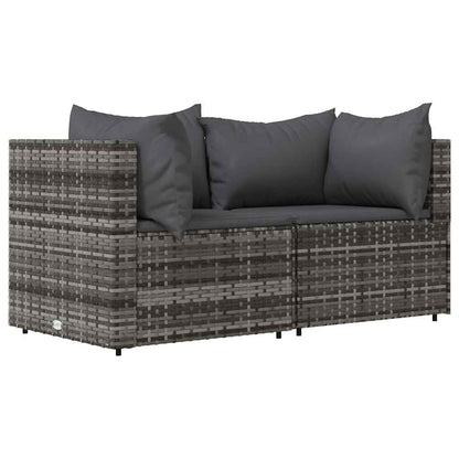 Divani Angolari da Giardino con Cuscini 2pz Polyrattan Grigio - homemem39