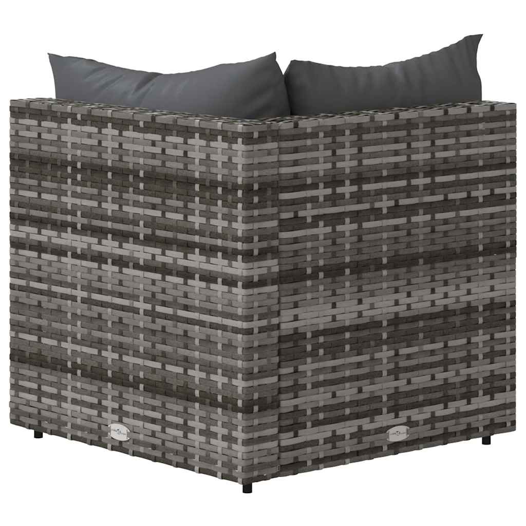 Divani Angolari da Giardino con Cuscini 2pz Polyrattan Grigio - homemem39