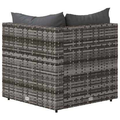 Divani Angolari da Giardino con Cuscini 2pz Polyrattan Grigio - homemem39