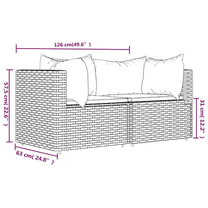 Divani Angolari da Giardino con Cuscini 2pz Polyrattan Grigio