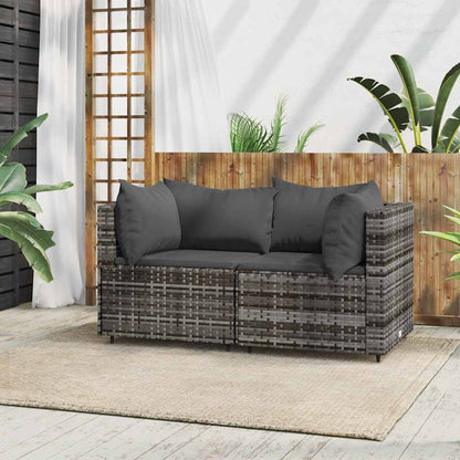 Divani Angolari da Giardino con Cuscini 2pz Polyrattan Grigio | homemem39