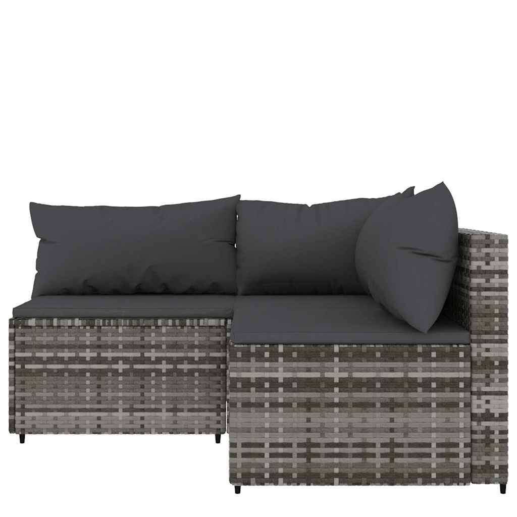 Set Divani da Giardino 3 pz con Cuscini in Polyrattan Grigio | homemem39