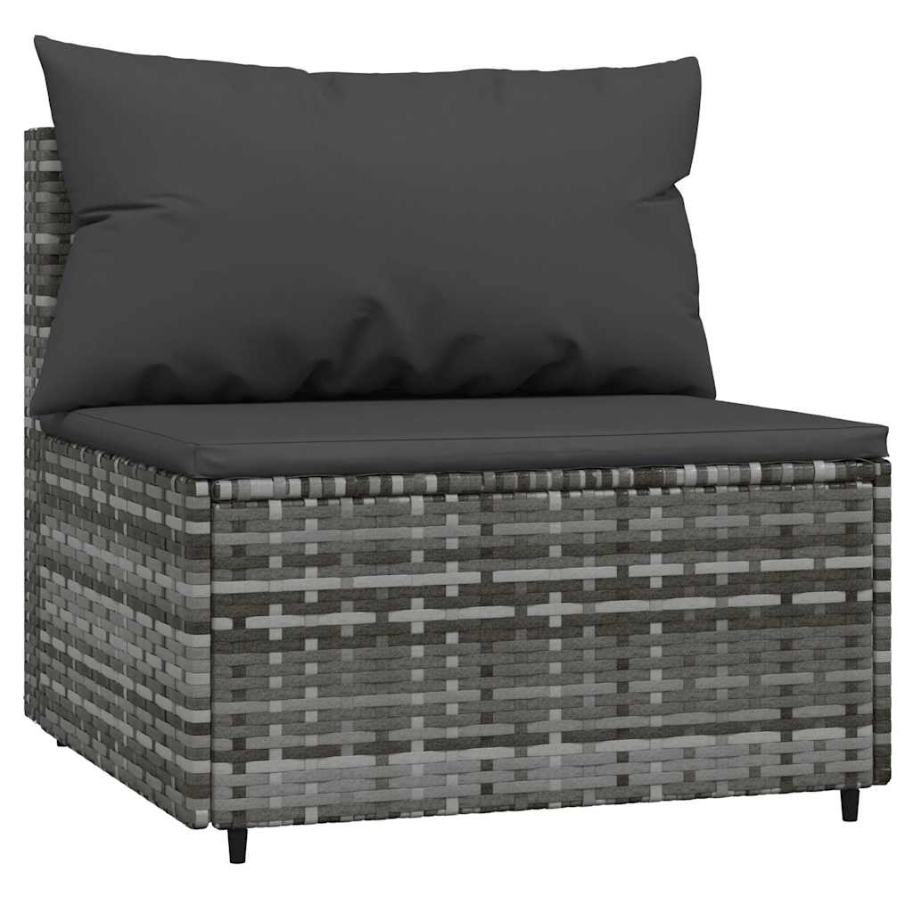 Set Divani da Giardino 3 pz con Cuscini in Polyrattan Grigio | homemem39