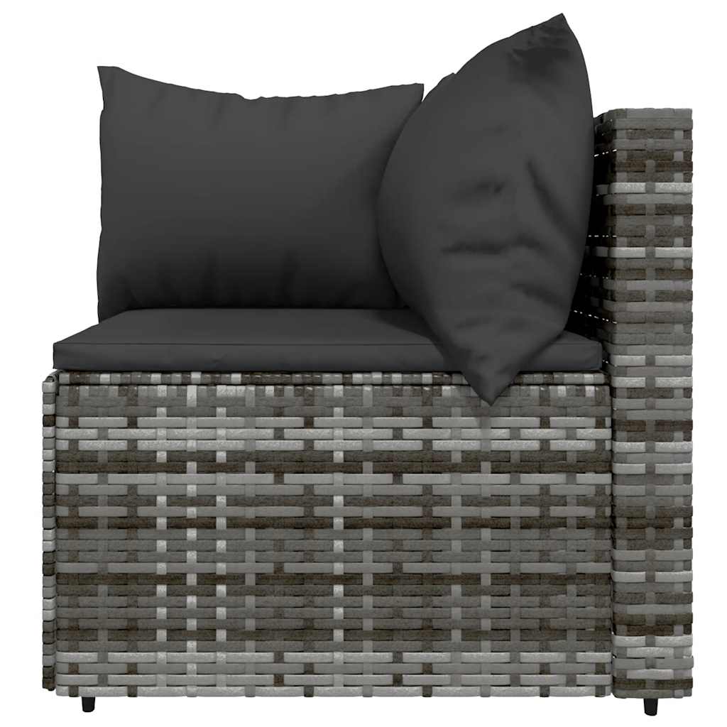 Set Divani da Giardino 3 pz con Cuscini in Polyrattan Grigio | homemem39