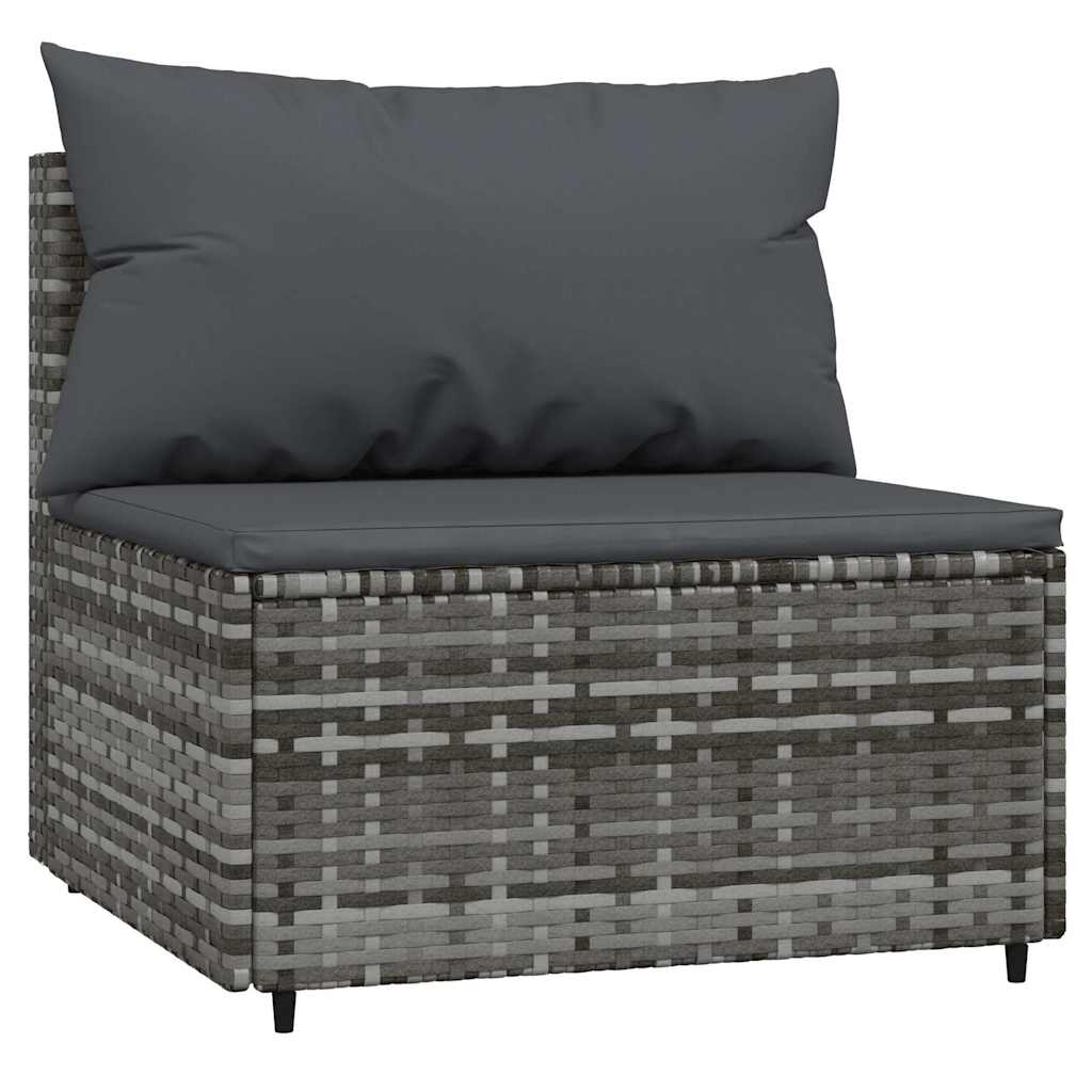 Set Divani da Giardino 4 pz con Cuscini in Polyrattan Grigio | homemem39