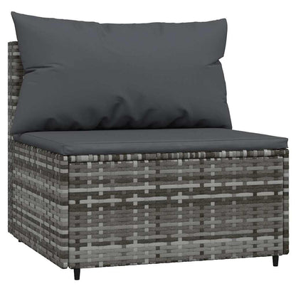 Set Divani da Giardino 4 pz con Cuscini in Polyrattan Grigio | homemem39