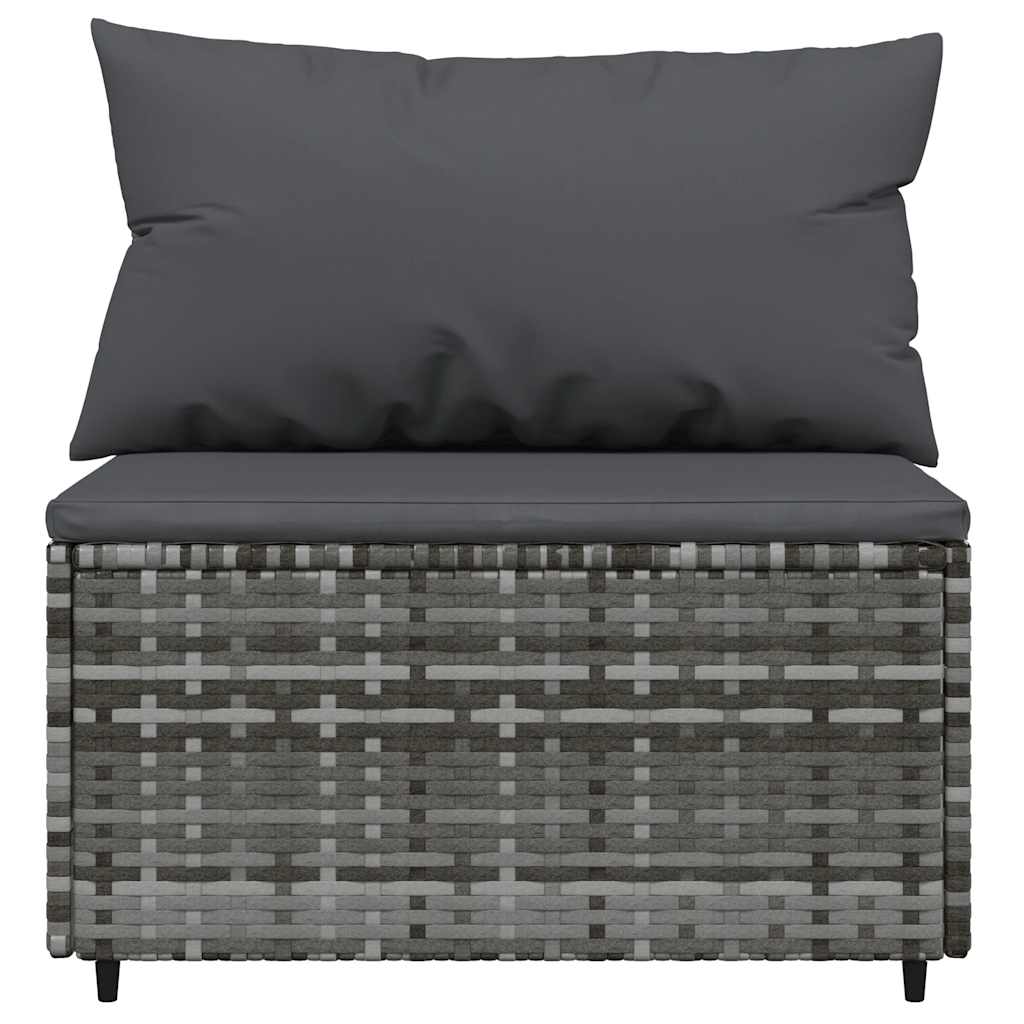 Divano Centrale da Giardino con Cuscini in Polyrattan Grigio | homemem39