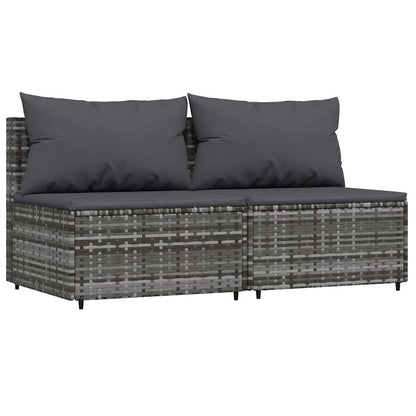 Divani Centrali da Giardino con Cuscini 2pz Polyrattan Grigio | homemem39