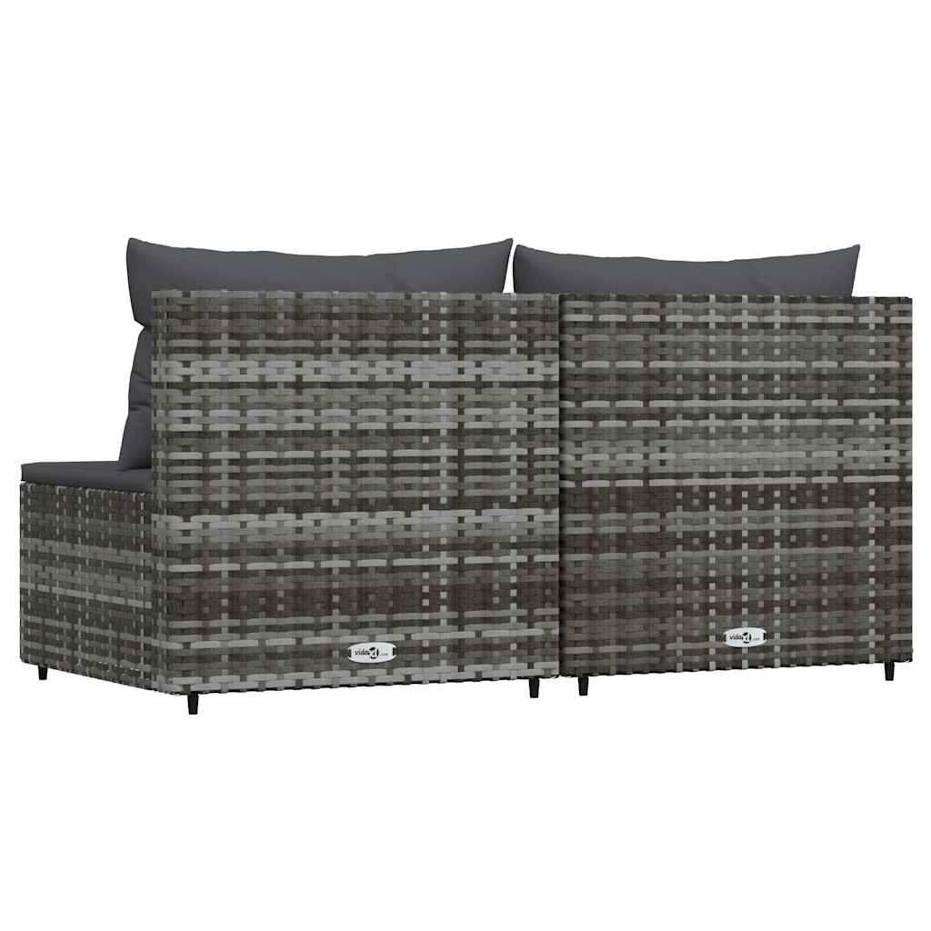 Divani Centrali da Giardino con Cuscini 2pz Polyrattan Grigio | homemem39