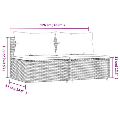 Divani Centrali da Giardino con Cuscini 2pz Polyrattan Grigio | homemem39