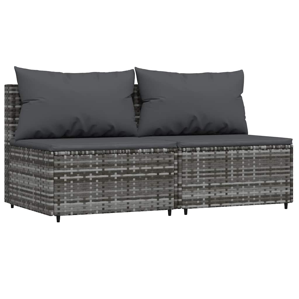 Set Divani da Giardino 3 pz con Cuscini in Polyrattan Grigio | homemem39