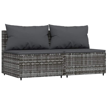 Set Divani da Giardino 3 pz con Cuscini in Polyrattan Grigio | homemem39