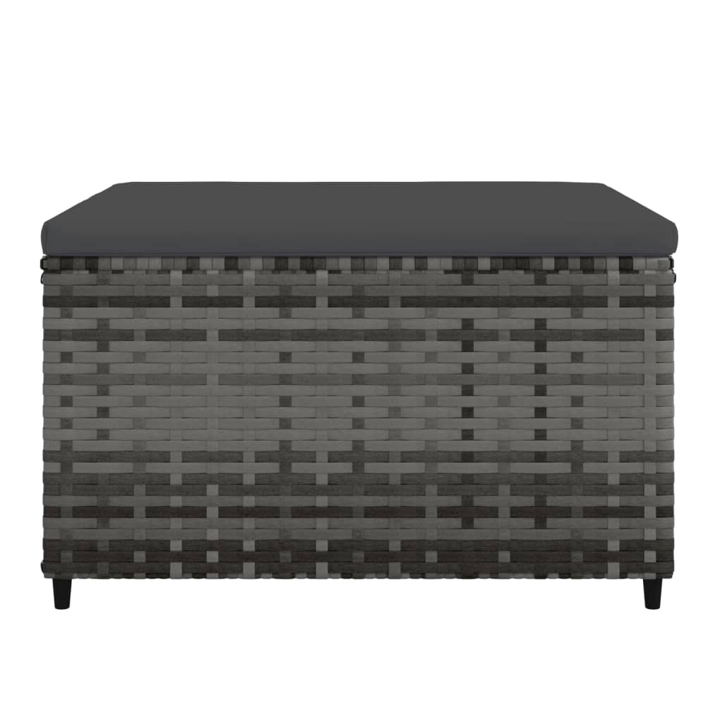 Poggiapiedi da Giardino con Cuscino in Polyrattan Grigio - homemem39