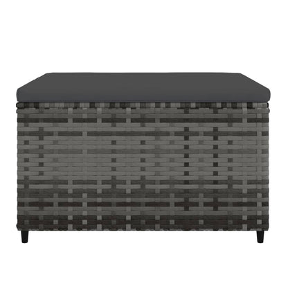 Poggiapiedi da Giardino con Cuscino in Polyrattan Grigio - homemem39