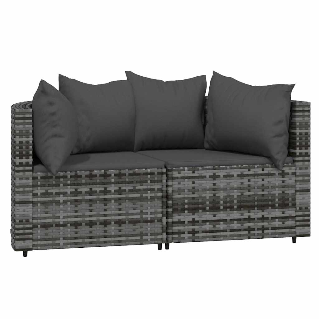 Divani Angolari da Giardino con Cuscini 2pz Polyrattan Grigio | homemem39
