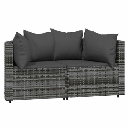 Divani Angolari da Giardino con Cuscini 2pz Polyrattan Grigio | homemem39