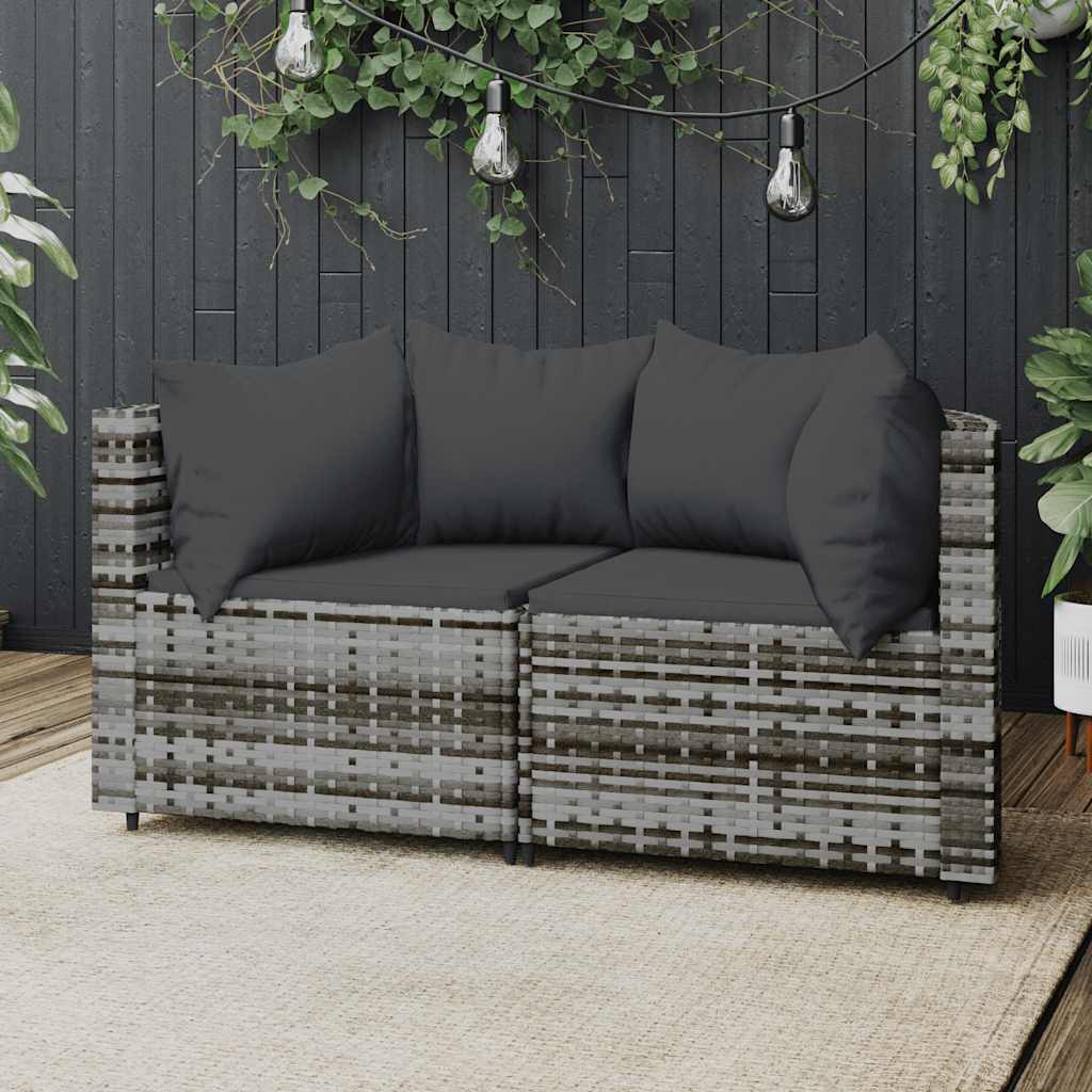 Divani Angolari da Giardino con Cuscini 2pz Polyrattan Grigio | homemem39