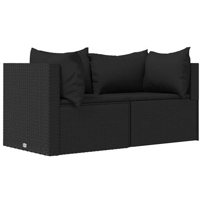 Divani Angolari da Giardino con Cuscini 2pz in Polyrattan Nero | homemem39