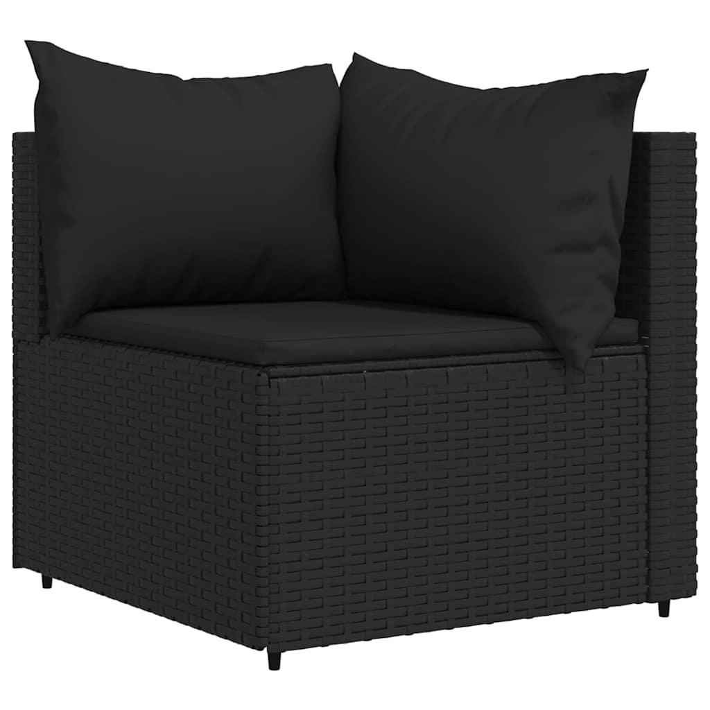 Divani Angolari da Giardino con Cuscini 2pz in Polyrattan Nero - homemem39