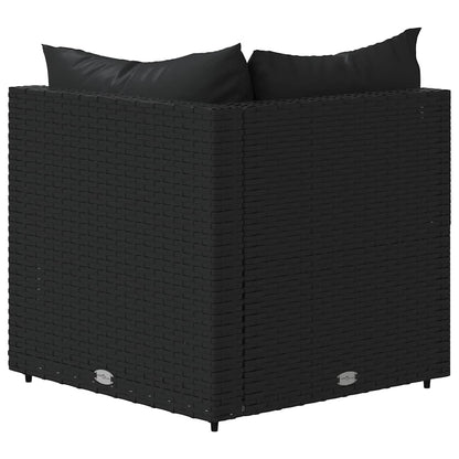 Divani Angolari da Giardino con Cuscini 2pz in Polyrattan Nero - homemem39