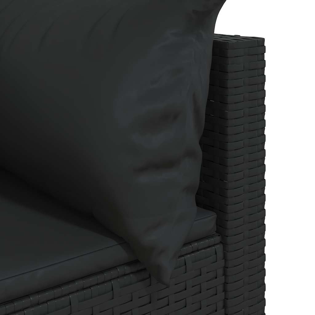Divani Angolari da Giardino con Cuscini 2pz in Polyrattan Nero | homemem39