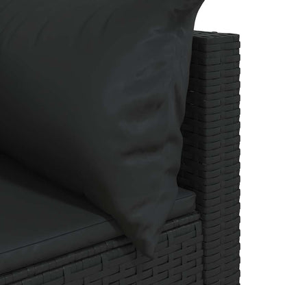 Divani Angolari da Giardino con Cuscini 2pz in Polyrattan Nero | homemem39