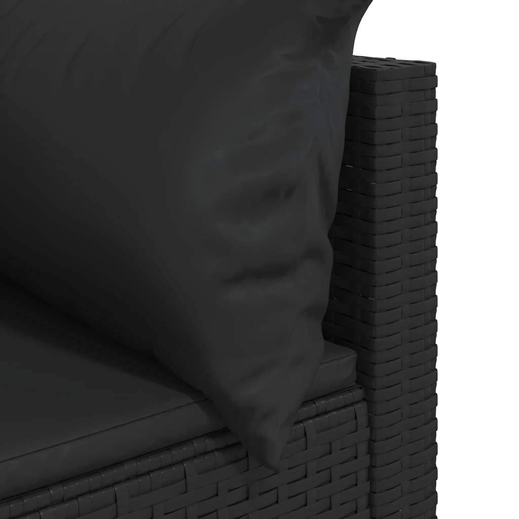 Set Divani da Giardino 3 pz con Cuscini Nero in Polyrattan | homemem39