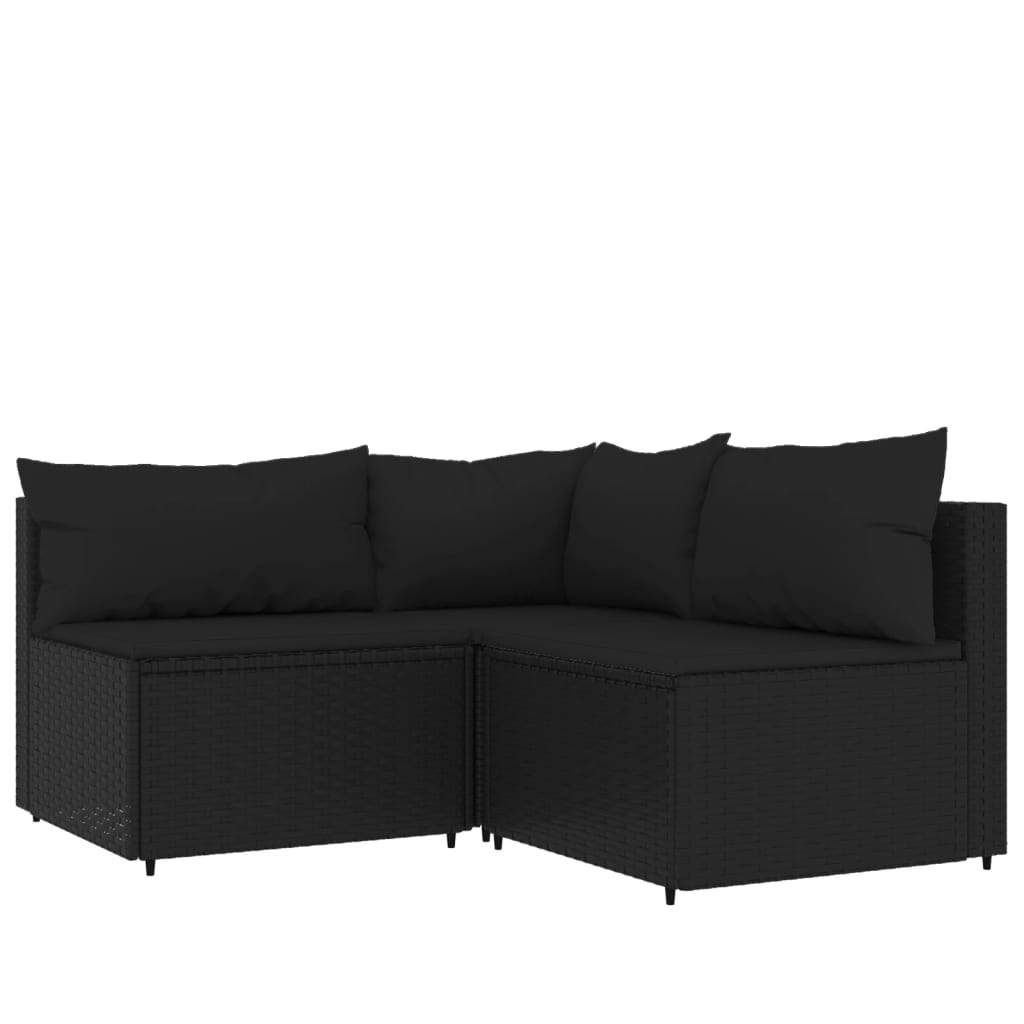 Set Divani da Giardino 4 pz con Cuscini Nero in Polyrattan - homemem39