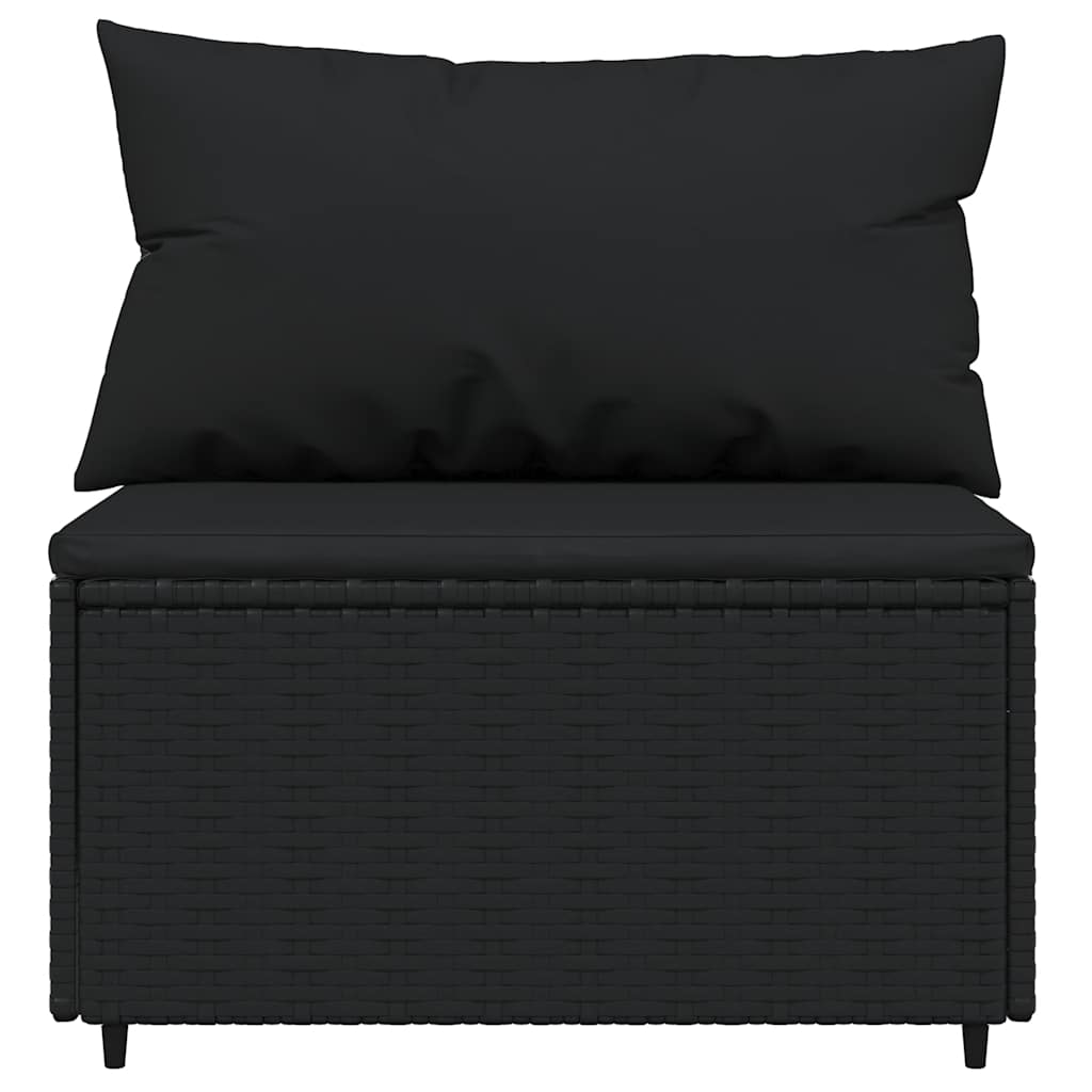 Set Divani da Giardino 3 pz con Cuscini Nero in Polyrattan | homemem39