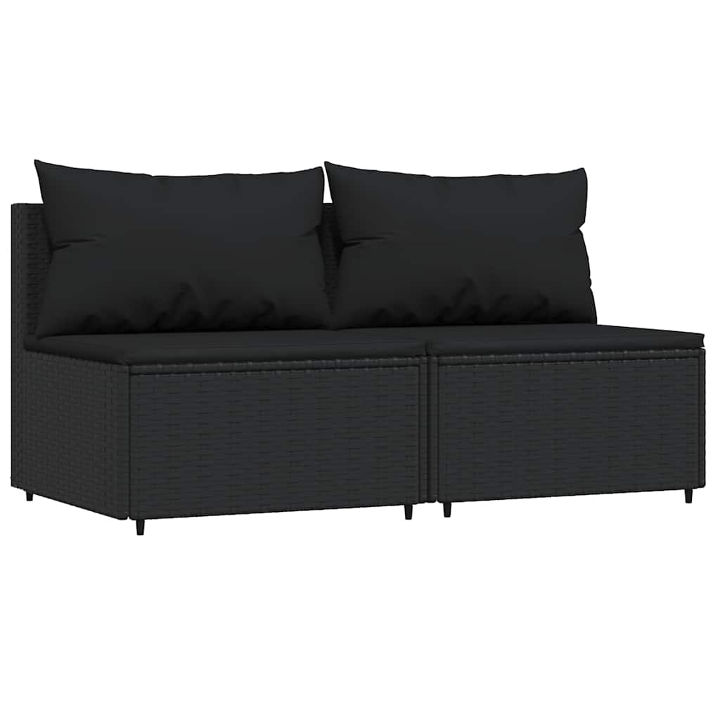 Set Divani da Giardino 3 pz con Cuscini Nero in Polyrattan | homemem39