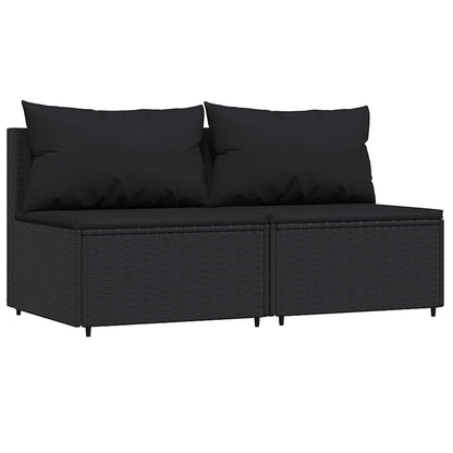 Set Divani da Giardino 3 pz con Cuscini Nero in Polyrattan | homemem39