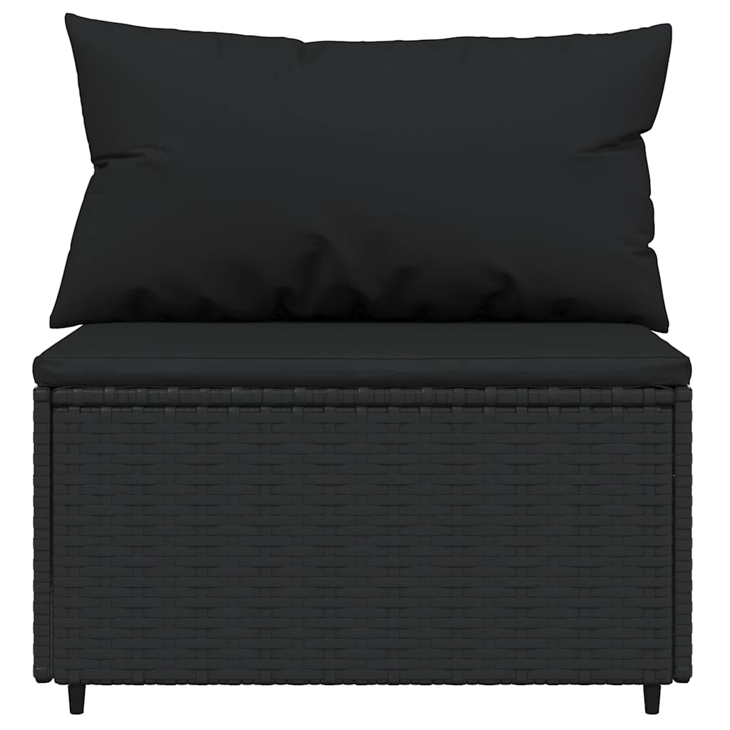 Set Divani da Giardino 3 pz con Cuscini Nero in Polyrattan | homemem39
