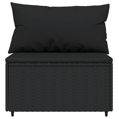 Set Divani da Giardino 3 pz con Cuscini Nero in Polyrattan | homemem39