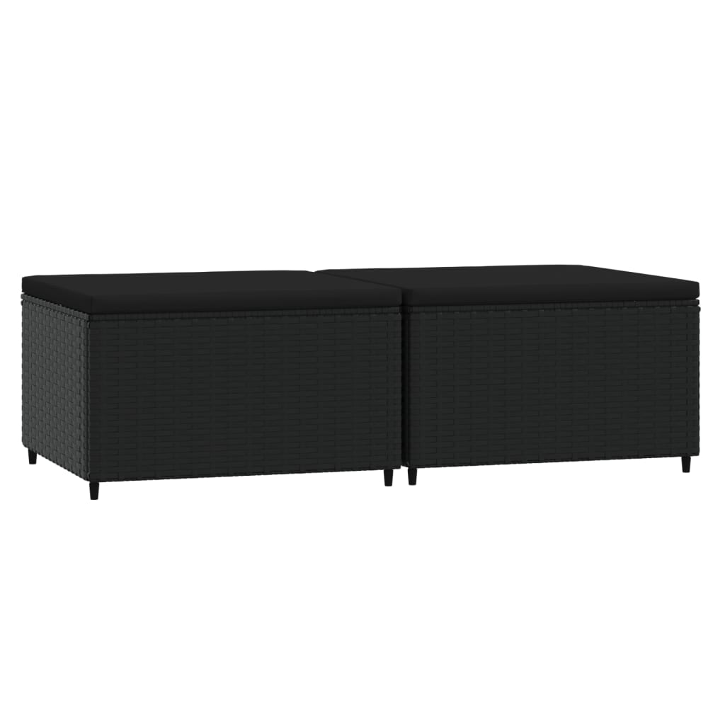 Poggiapiedi da Giardino con Cuscini in Polyrattan Nero - homemem39